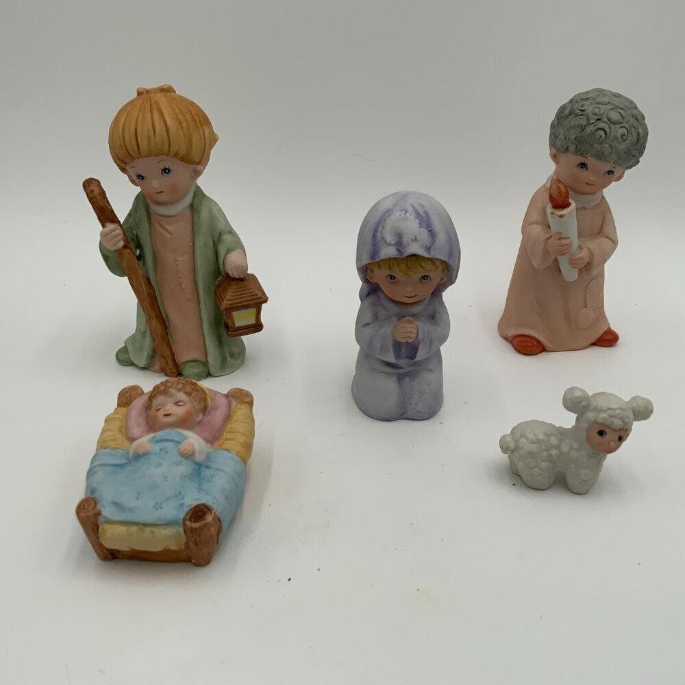 HOMCO Vintage Children Nativity Scene 5 Pieces No 5602 Figurine Set Complete